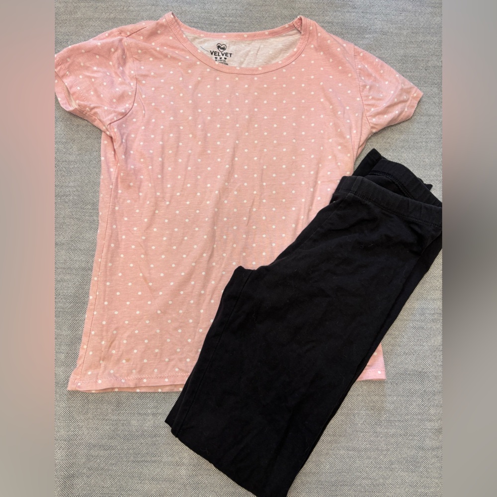 ⭕️Velvet Pink and Black Kids Matching Set